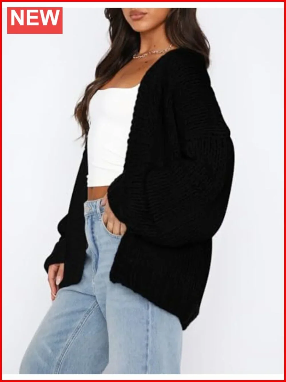 Open Front Chunky Knit Cardigan Sweater Shawl Collar Loose Fit Fall